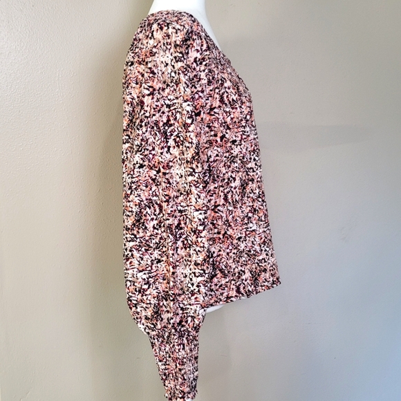 Womens Loft Textured Long Balloon Sleeve Multicolor Blouse Size M - Picture 3 of 10